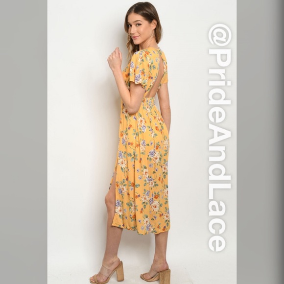 LAST 1️⃣ 🌻YELLOW/MUSTARD FLORAL MIDI DRESS🌻 - Picture 3 of 7